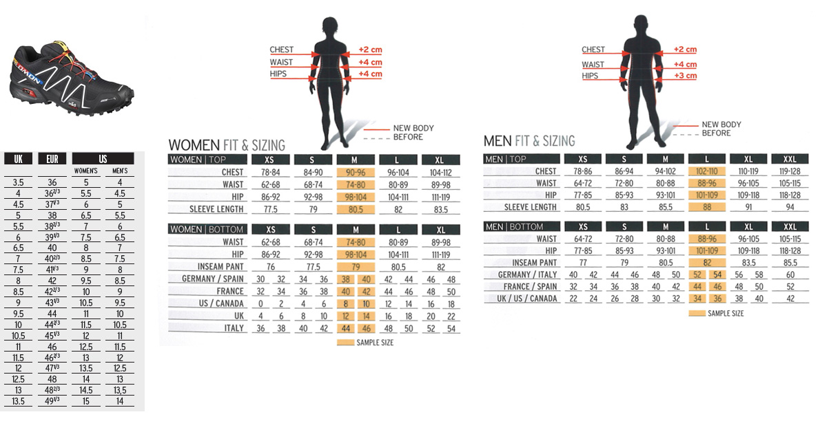 salomon shoes sizing chart